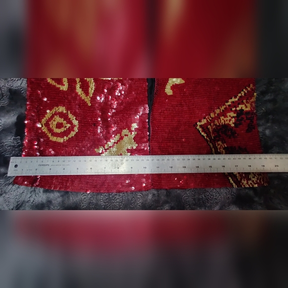 Chicos Red Sequin Open Jacket Holiday Unisex Size 1 - Picture 11 of 16